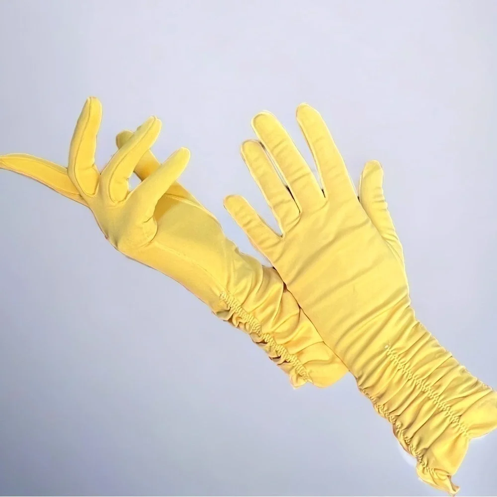 Vintage 60s Long Yellow Evening Gloves Size 7